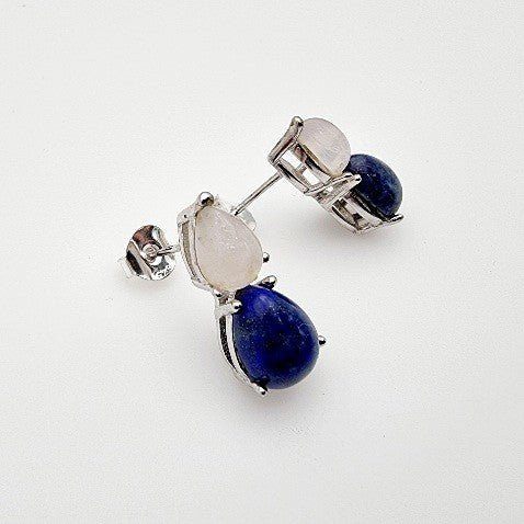 Aros de Lapislázuli y piedra luna - Aros