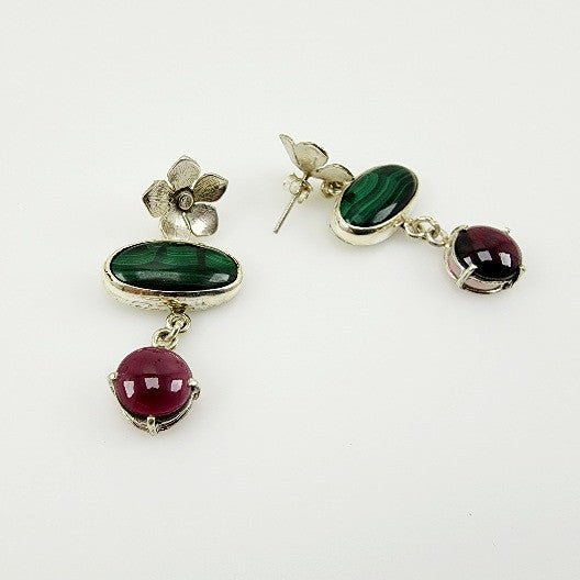 Aros de Malaquita y Granate - Aros