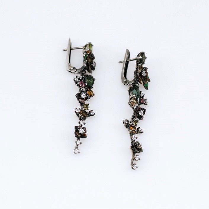 Aros de Nacar, Turmalinas y cubic zirconia - Aros