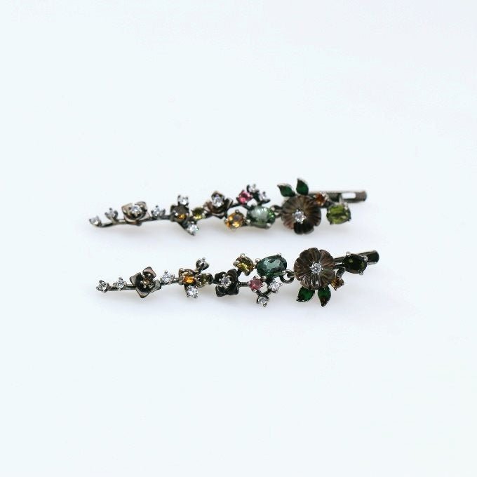Aros de Nacar, Turmalinas y cubic zirconia - Aros