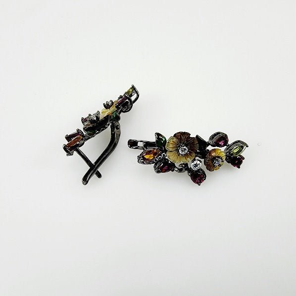 Aros de Nacar, Turmalinas y cubic zirconia - Aros