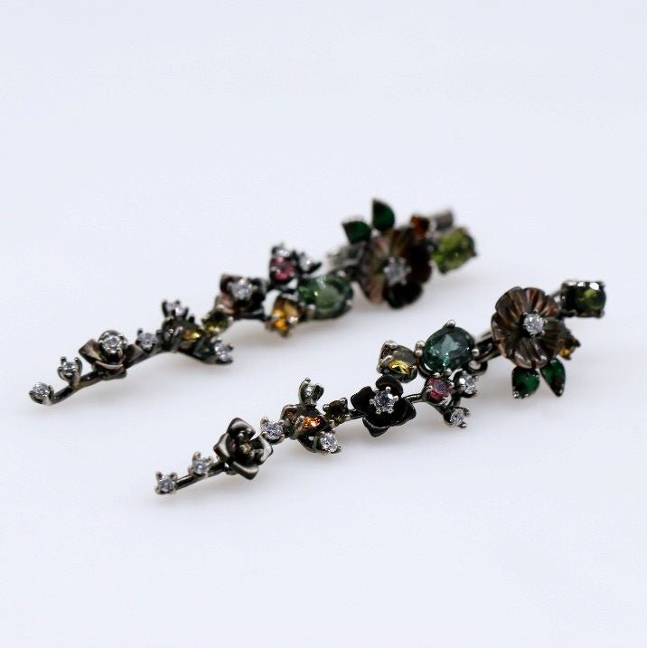 Aros de Nacar, Turmalinas y cubic zirconia - Aros
