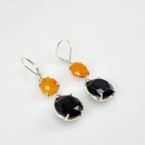 Aros de Obsidiana Arco Iris y Ágata Cornalina - Aros