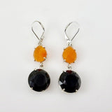 Aros de Obsidiana Arco Iris y Ágata Cornalina - Aros