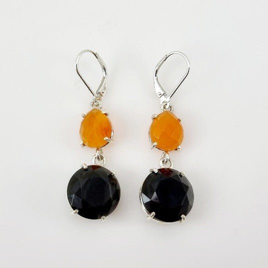 Aros de Obsidiana Arco Iris y Ágata Cornalina - Aros