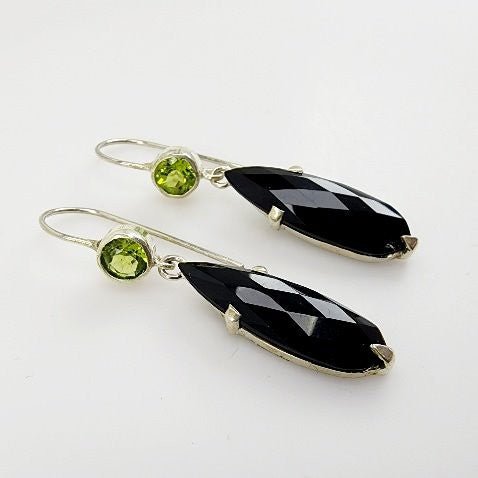 Aros de Ónix negro y peridoto - Aros
