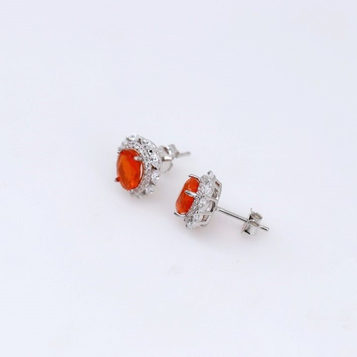 Aros de Ópalo De Fuego y Cubic Zirconia - Aros