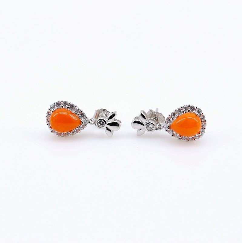 Aros de Ópalo De Fuego y Cubic Zirconia - Aros