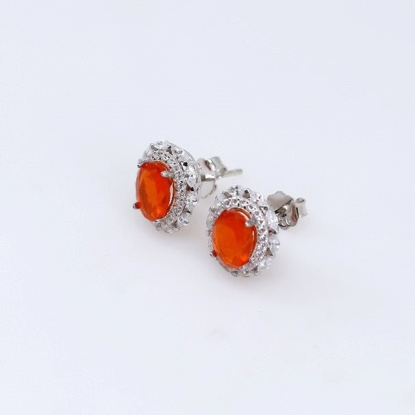 Aros de Ópalo De Fuego y Cubic Zirconia - Aros