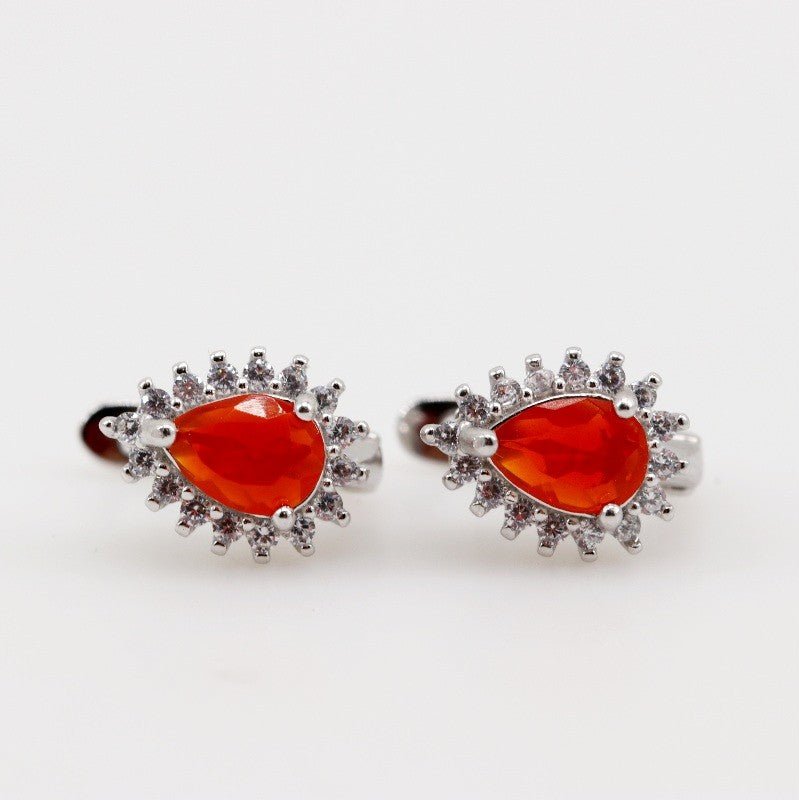 Aros de Ópalo De Fuego y Cubic Zirconia - Aros