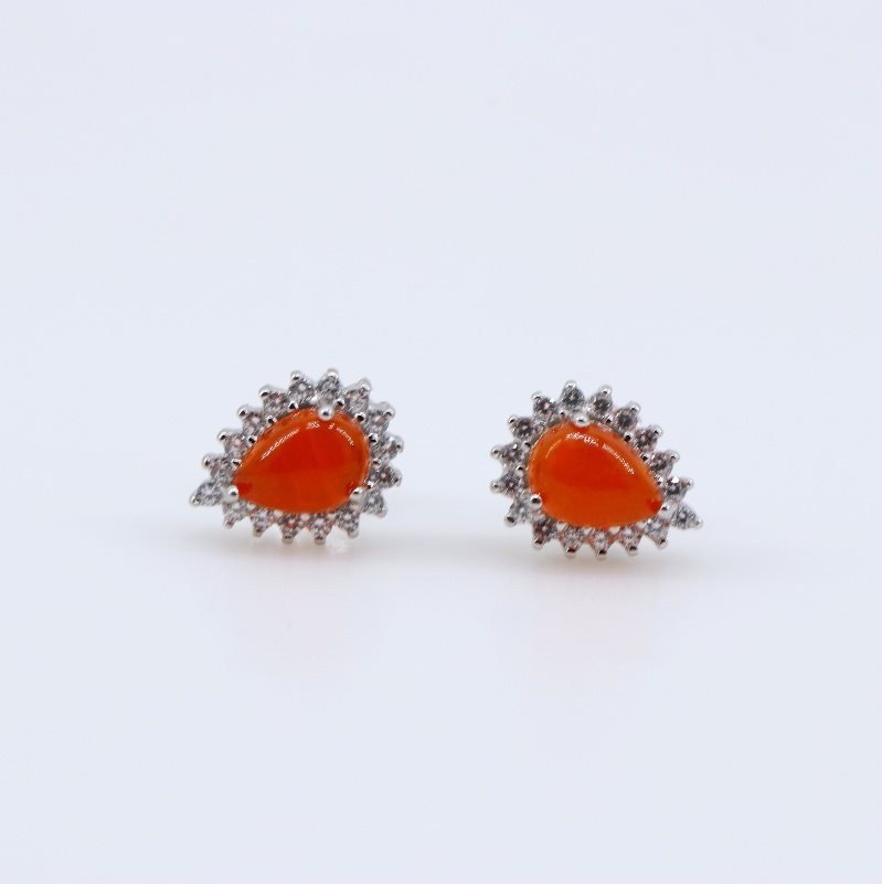 Aros de Ópalo De Fuego y Cubic Zirconia - Aros