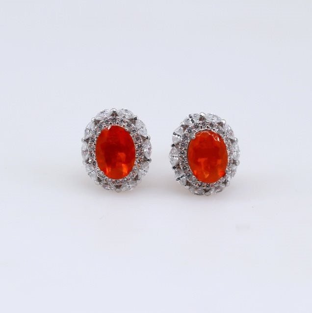 Aros de Ópalo De Fuego y Cubic Zirconia - Aros