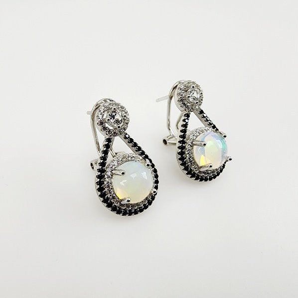 Aros de Ópalo welo, espinela, Topacio blanco y Zirconia cúbica - Aros