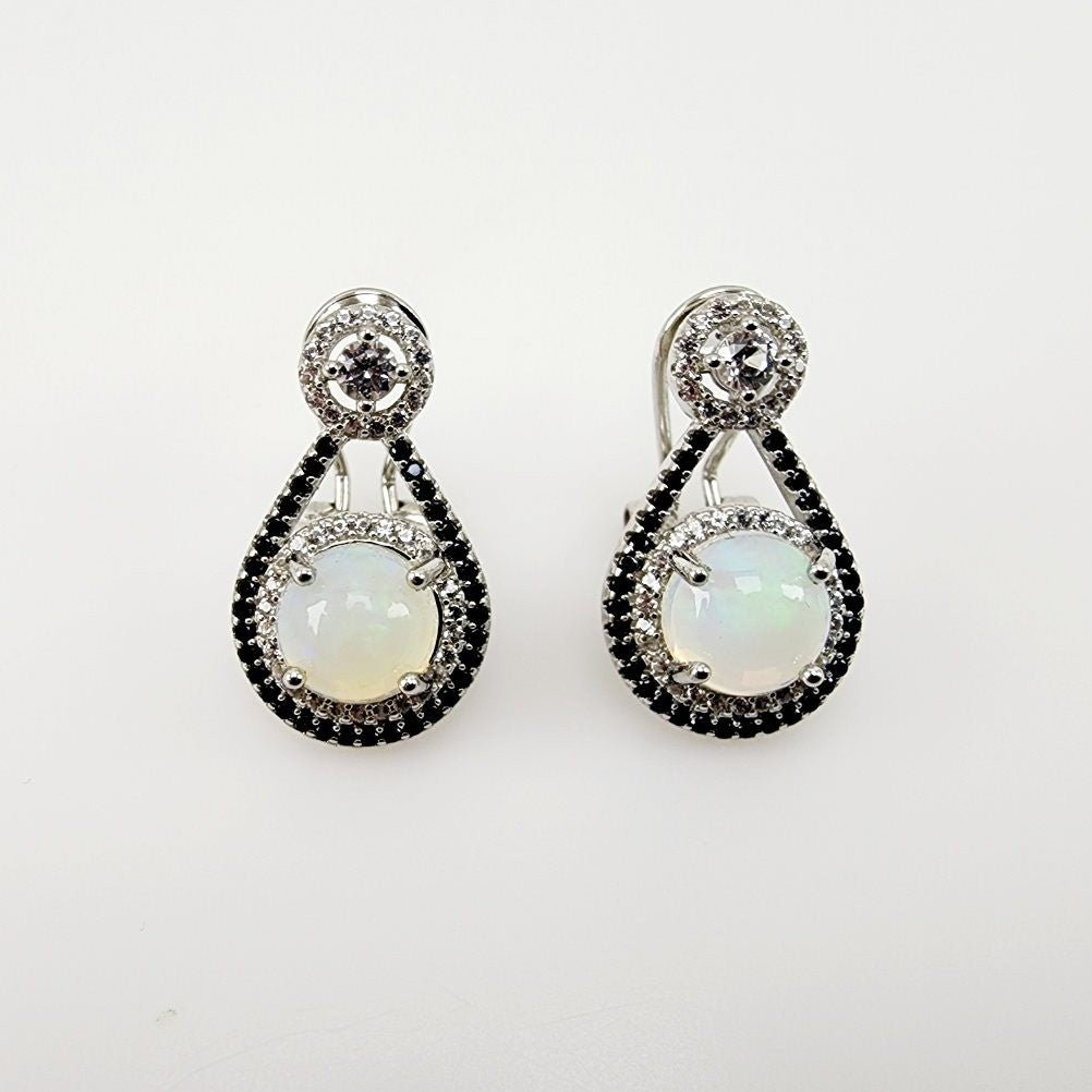 Aros de Ópalo welo, espinela, Topacio blanco y Zirconia cúbica - Aros