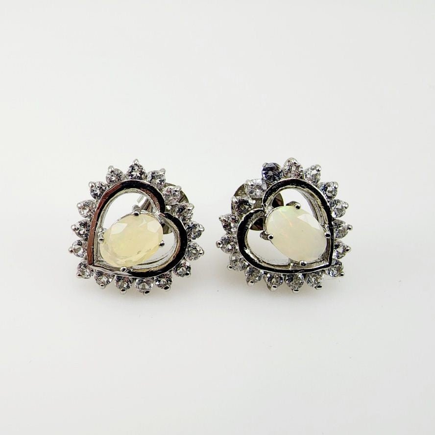 Aros de Ópalo Welo y Topacio Blanco - Aros