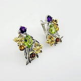 Aros de Peridoto, Amatista, Zafiro y Granate - Aros