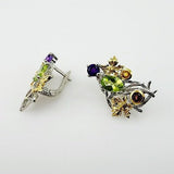 Aros de Peridoto, Amatista, Zafiro y Granate - Aros