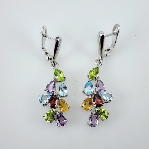 Aros de Peridoto, Citrino, Amatista, Topacio azul y Granate - Aros