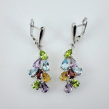 Aros de Peridoto, Citrino, Amatista, Topacio azul y Granate - Aros