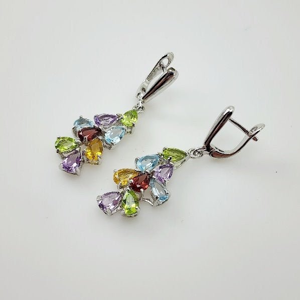 Aros de Peridoto, Citrino, Amatista, Topacio azul y Granate - Aros