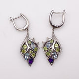 Aros de Peridoto, Topacio Azul y Amatista - Aros