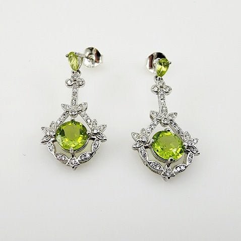 Aros de Peridoto y cubic zirconia - Aros