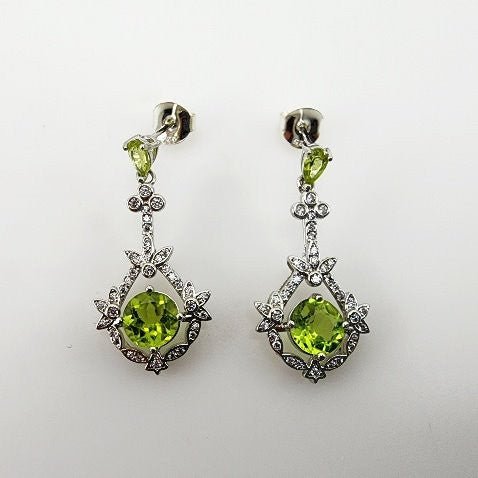 Aros de Peridoto y cubic zirconia - Aros