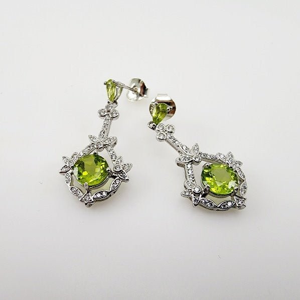 Aros de Peridoto y cubic zirconia - Aros