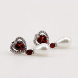 Aros de Perla, Granate y cubic zirconia - Aros