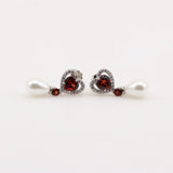 Aros de Perla, Granate y cubic zirconia - Aros