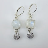 Aros de Piedra Luna y cubic zirconia - Aros