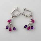 Aros de Rubí rosa y Amatista - Aros