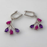 Aros de Rubí rosa y Amatista - Aros