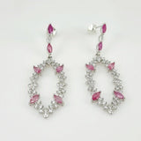 Aros de Rubí Rosa y Cubic Zirconia - Aros