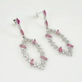 Aros de Rubí Rosa y Cubic Zirconia - Aros