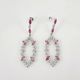 Aros de Rubí Rosa y Cubic Zirconia - Aros