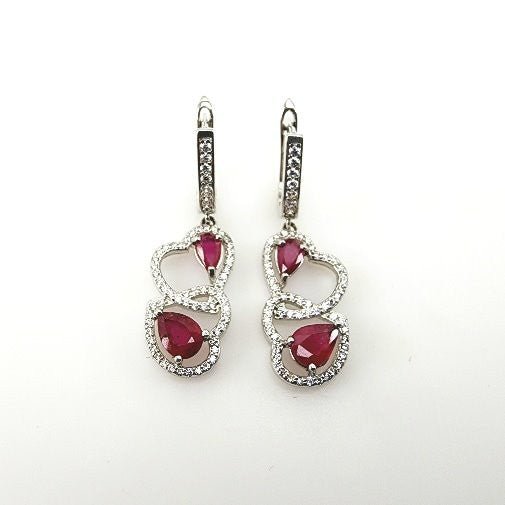 Aros de Rubí y Cúbic Zirconia - Aros