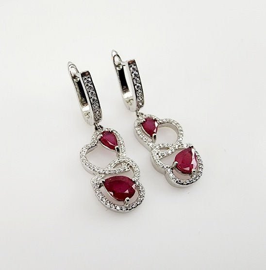 Aros de Rubí y Cúbic Zirconia - Aros