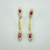 Aros de Rubí y Cúbic Zirconia con baño de oro - Aros