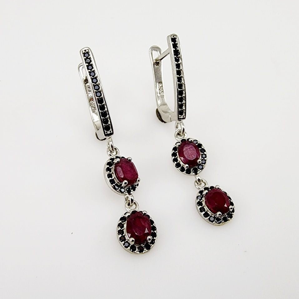 Aros de Rubí y Espinela negra - Aros