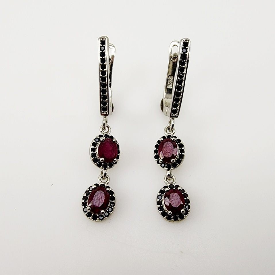 Aros de Rubí y Espinela negra - Aros