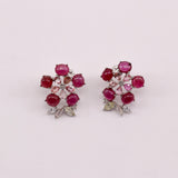 Aros de Rubí y Turmalinas en plata 925 - Aros