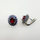 Aros de rubí y zafiro azul - Aros