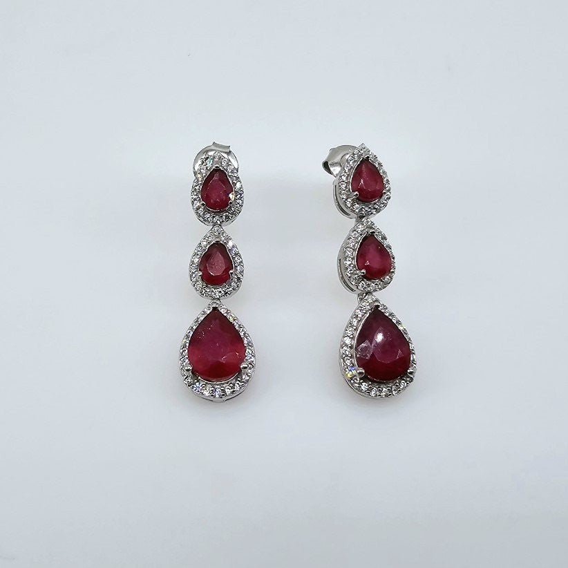 Aros de Rubí y Zirconia Cúbica - Aros