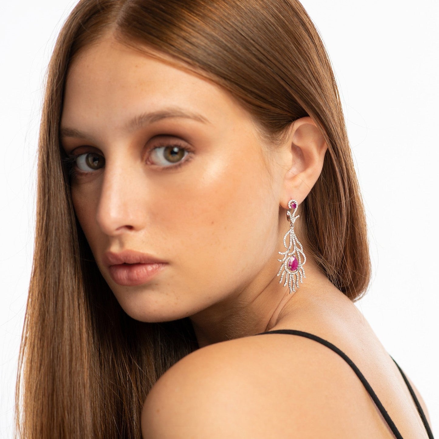 Aros de Rubí y Zirconia Cúbica - Aros