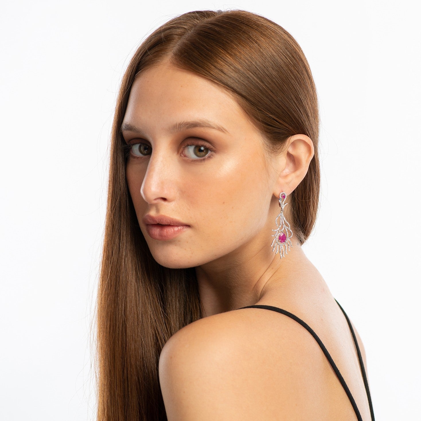 Aros de Rubí y Zirconia Cúbica - Aros