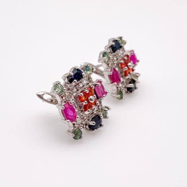 Aros de Rubí, Zafiros de colores y cubic zirconia - Aros