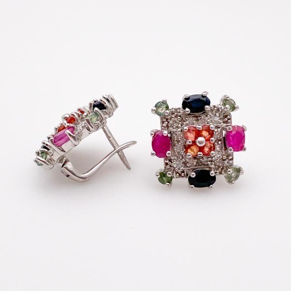 Aros de Rubí, Zafiros de colores y cubic zirconia - Aros