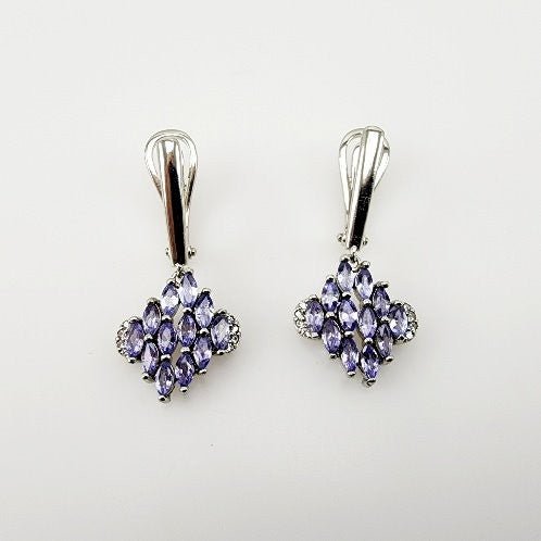 Aros de Tanzanita y cubic zirconia - Aros