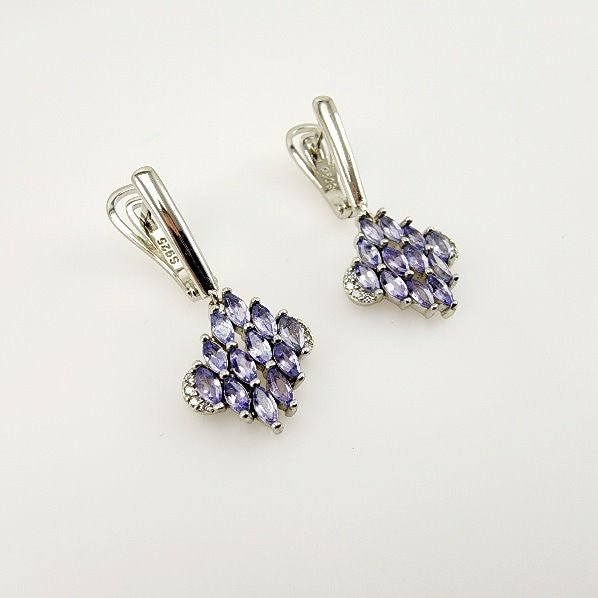 Aros de Tanzanita y cubic zirconia - Aros